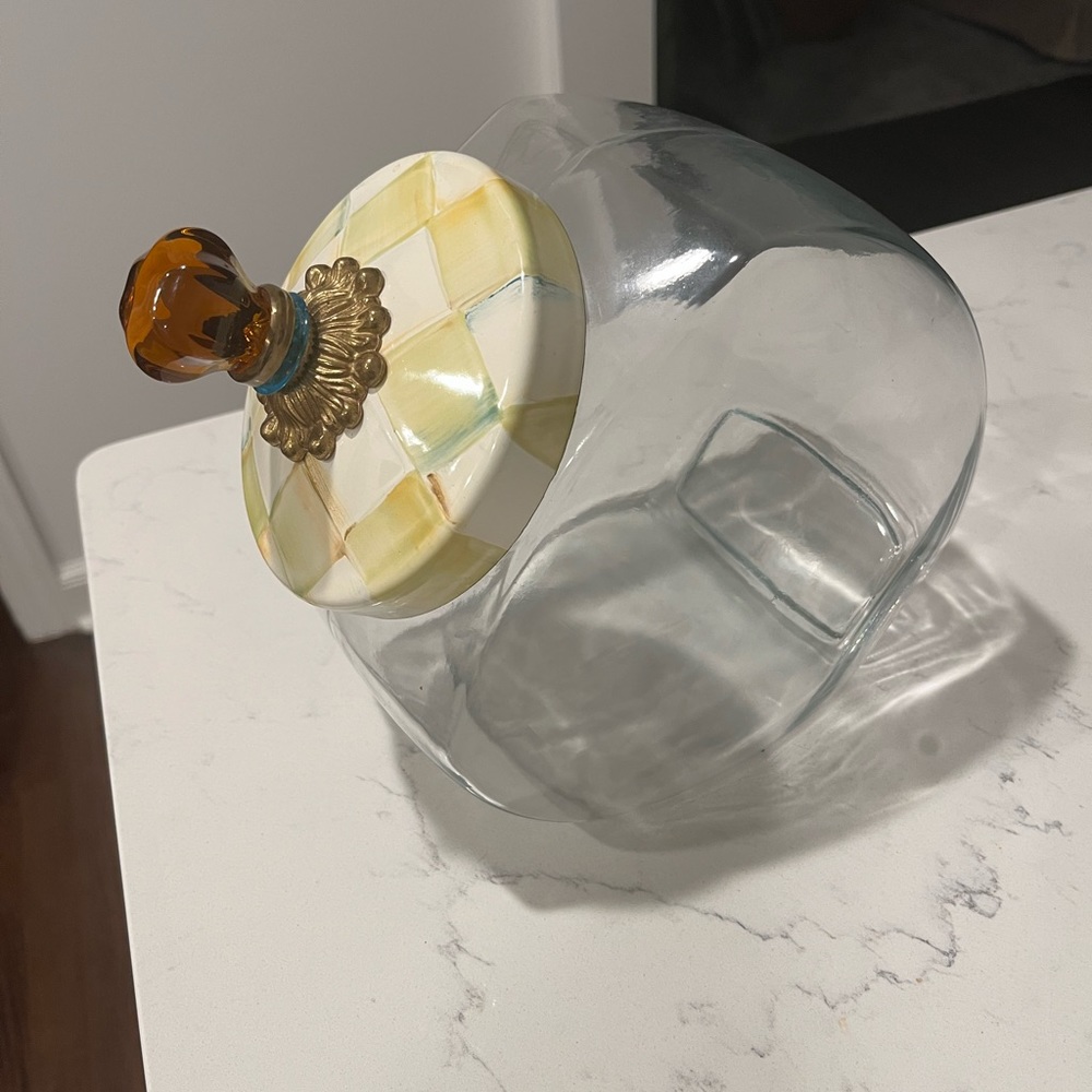 Mackenzie Childs Parchment Check Cookie Jar